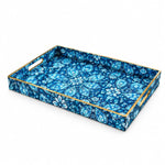 Ramadan Decorative Plastic Serving Tray – Indigo Paisley Medallion - MintiHome