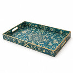 Ramadan Decorative Plastic Serving Tray – Teal Concentric Mandala - MintiHome