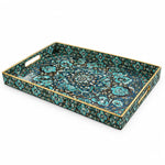 Ramadan Decorative Plastic Serving Tray – Turquoise Arabesque Rosette - MintiHome
