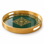 Ramadan & Eid al-Fitr Plastic Serving Tray – Emerald Ogee Medallion - MintiHome