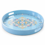 Ramadan & Eid al-Fitr Plastic Serving Tray – Light Blue Floral Scroll - MintiHome