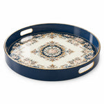 Ramadan & Eid al-Fitr Plastic Serving Tray – Navy Floral Medallion - MintiHome