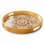 Ramadan & Eid al-Fitr Plastic Serving Tray – Walnut Scroll Medallion - MintiHome