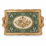 Ramadan & Eid Vintage Handle Tray – Teal Floral Vine Calligraphy - MintiHome