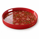 Red Christmas Serving Tray – Snowflake Holly Pinecone - MintiHome