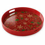 Red Gold Christmas Serving Tray – Filigree Poinsettia - MintiHome