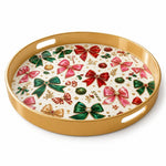 Red Green Bow Christmas Plastic Serving Tray with Ornaments - MintiHome