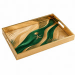 Saudi Arabia Silk Ribbon Glass Serving Tray – Palm Emblem - MintiHome