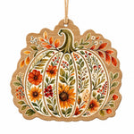 Thanksgiving Pumpkin MDF Hanging Wall Decor – Autumn Floral - MintiHome