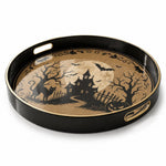 Vintage Halloween Plastic Serving Tray – Moon Cat Bat - MintiHome