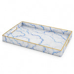 White Blue Marble Vein Plastic Serving Tray – Full Print Border - MintiHome