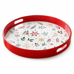 White Red Christmas Serving Tray – Snowflake Holly Berries - MintiHome