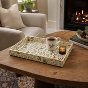 Christmas Holly & Floral Plastic Tray – Festive Serving Platter - MintiHome
