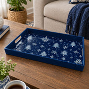 Christmas Decorative Serving Tray – Scattered Snowflake Field plastic serving tray shown in a rectangular product view.