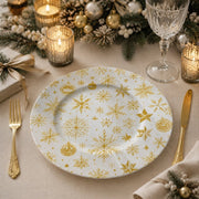 Christmas Gold Snowflake Charger Plate - White Elegant - MintiHome