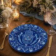Navy Blue Hamsa Hand Evil Eye Ramadan Decorative Charger Plate - MintiHome
