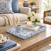 Ocean Decorative Plastic Serving Tray – Coral Reef Sketch full-print plastic serving tray shown in a styled room scene.