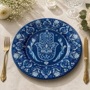 Navy Blue Hamsa Hand Evil Eye Ramadan Decorative Charger Plate - MintiHome