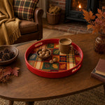 Thanksgiving Plaid Serving Tray – Maple Leaf Holiday Design - MintiHome