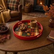 Thanksgiving Plaid Serving Tray – Maple Leaf Holiday Design - MintiHome