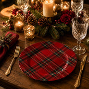 Classic Red Tartan Plaid Christmas Charger Plate for Holiday Table - MintiHome