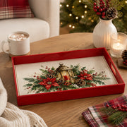 Christmas Decorative Serving Tray – Lantern Poinsettia - MintiHome