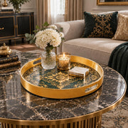 Ramadan & Eid al-Fitr Plastic Serving Tray – Golden Acanthus Medallion - MintiHome