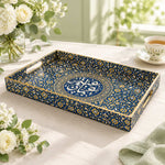 Ramadan Decorative Plastic Serving Tray – Calligraphy Medallion Vines full-print plastic serving tray shown in a product view.