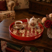 Red Plaid Peony Floral Plastic Serving Tray – Vintage Folk - MintiHome