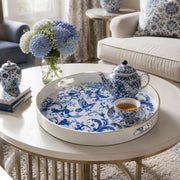 Blue and White China Bird Wedding Plastic Serving Tray Rectangular - MintiHome