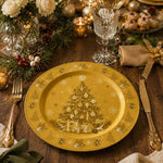 Gold Christmas Charger Plate with Tree, Bells and Snowflakes - MintiHome