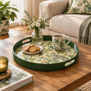 Ramadan & Eid al-Fitr Plastic Serving Tray – Jungle Toile Menagerie plastic serving tray shown in a round styled scene.
