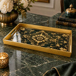 Ramadan & Eid al-Fitr Plastic Serving Tray – Golden Acanthus Medallion - MintiHome