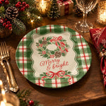 Christmas Decorative Charger Plate – Green Plaid Wreath - MintiHome