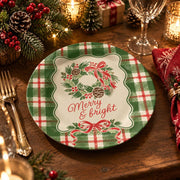 Christmas Decorative Charger Plate – Green Plaid Wreath - MintiHome