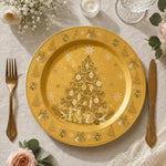 Gold Christmas Charger Plate with Tree, Bells and Snowflakes - MintiHome
