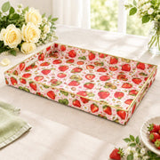 Strawberry Daisy Serving Tray - Pink Berry Fruit Decor - MintiHome