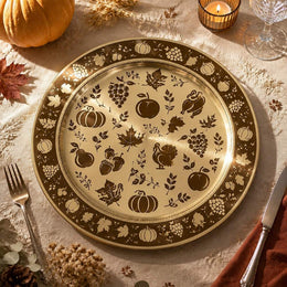 Thanksgiving Charger Plate in Warm Beige for Autumn Tables - MintiHome