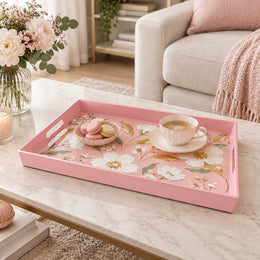 Valentine's Day Plastic Serving Tray – Blush Blossom Garden - MintiHome