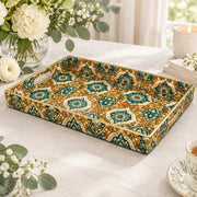 Ramadan Decorative Plastic Serving Tray – Ogee Medallion Lattice full-print plastic serving tray shown in a product view.