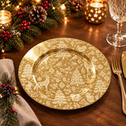 Christmas Decorative Charger Plate – Reindeer Pine Plate full-print plastic serving tray shown in a styled room scene.