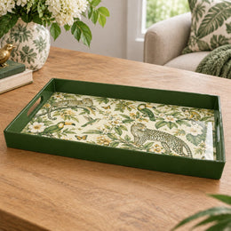 Ramadan & Eid al-Fitr Plastic Serving Tray – Jungle Toile Menagerie plastic serving tray shown in a rectangular product view.