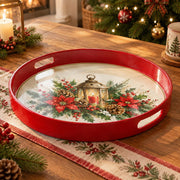 Christmas Decorative Serving Tray – Lantern Poinsettia - MintiHome