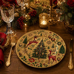 Christmas Reindeer and Poinsettia Decorative Plate – Gold Holiday - MintiHome