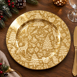 Christmas Decorative Charger Plate – Reindeer Pine Plate full-print plastic serving tray shown in a product view.