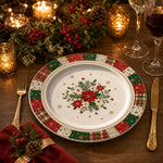 Christmas Charger Plate with Plaid Rim – Poinsettia Center - MintiHome