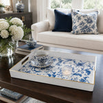 Blue and White China Bird Wedding Plastic Serving Tray Rectangular - MintiHome