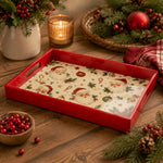 Christmas Santa Claus Serving Tray – Red Rim Holiday Platter - MintiHome