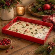 Christmas Santa Claus Serving Tray – Red Rim Holiday Platter - MintiHome