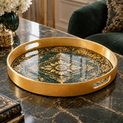 Ramadan & Eid al-Fitr Plastic Serving Tray – Golden Acanthus Medallion - MintiHome